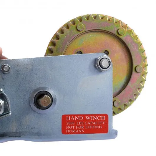 2000 lb 1 Ton Hand Crank Steel Gear Cable Wire Winch