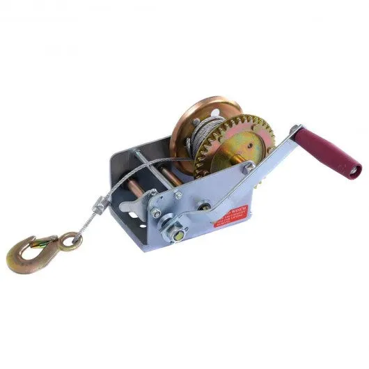 2000 lb 1 Ton Hand Crank Steel Gear Cable Wire Winch