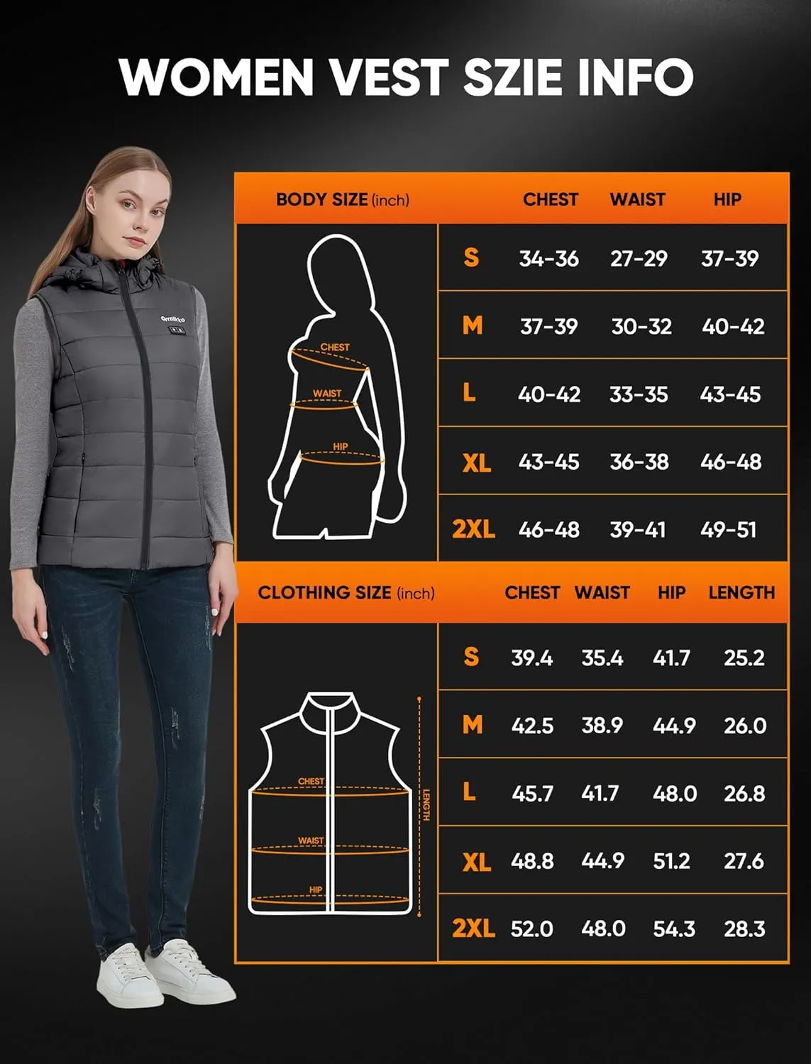 [2024 All-New] Heated Vest Women - Detachable Heated Hood, With 7.4V 16000mAh Battery Pack