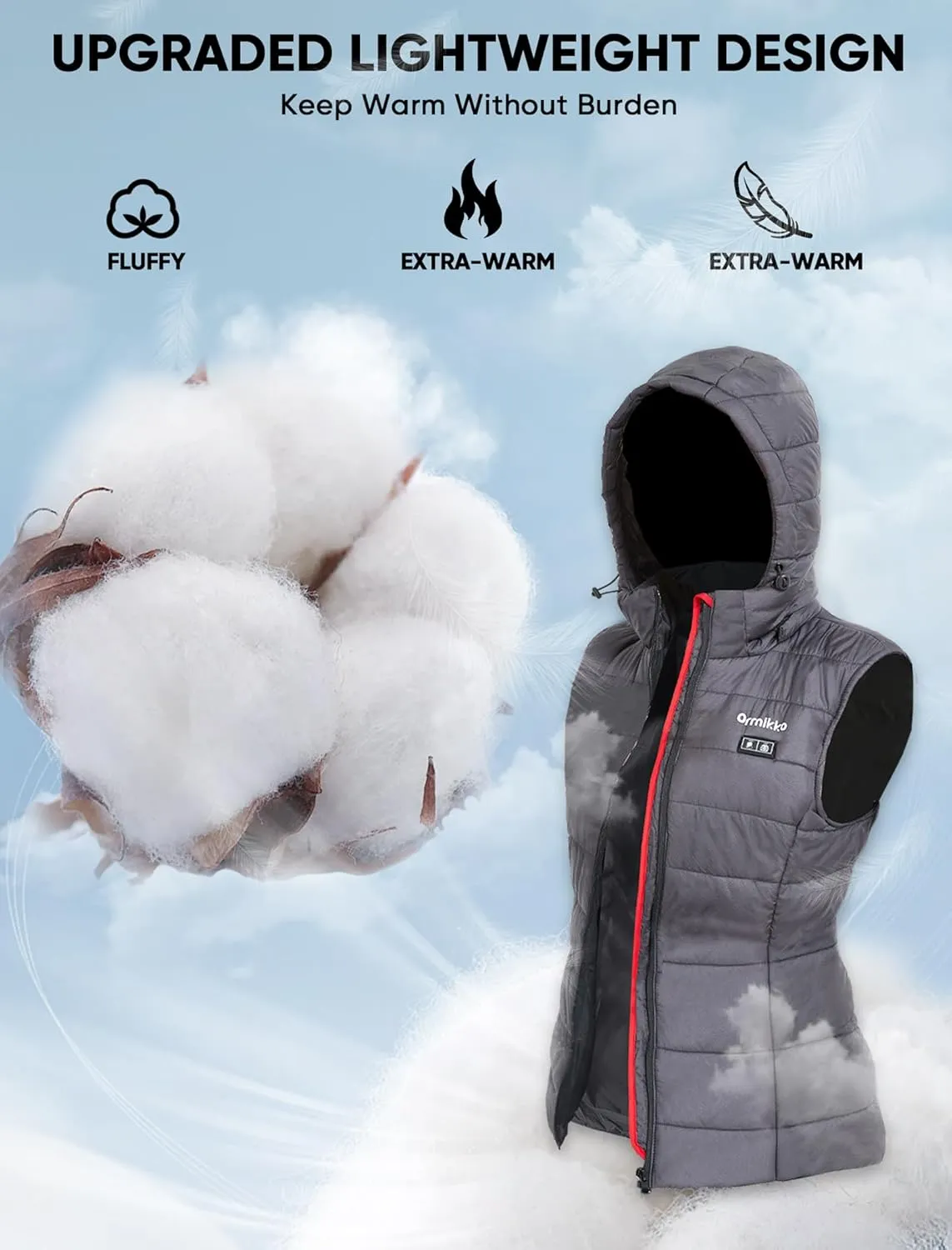 [2024 All-New] Heated Vest Women - Detachable Heated Hood, With 7.4V 16000mAh Battery Pack