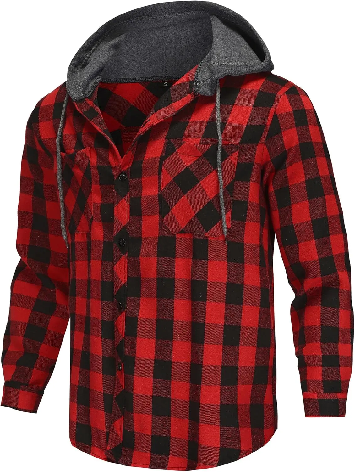 3 Pack Lightweight Hooded Flannel Shirt for Men Casual Button Down Plaid Shirt Long Sleeve Fashion Hooded with Pocket