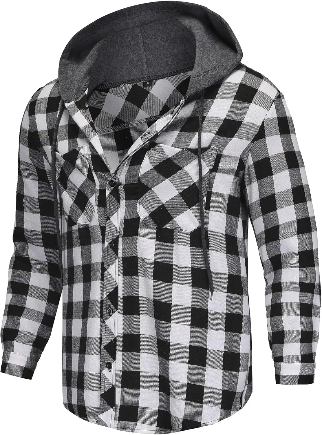 3 Pack Lightweight Hooded Flannel Shirt for Men Casual Button Down Plaid Shirt Long Sleeve Fashion Hooded with Pocket