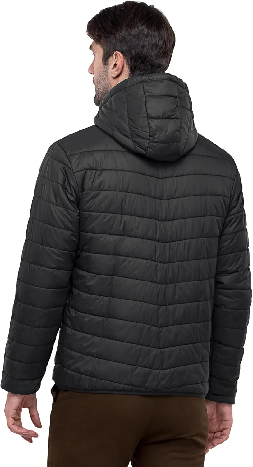 33,000ft Men's Lightweight Packable Insulated Puffer Winter Jacket with Hood, Water-Resistant Down Alternative Puffy Coat