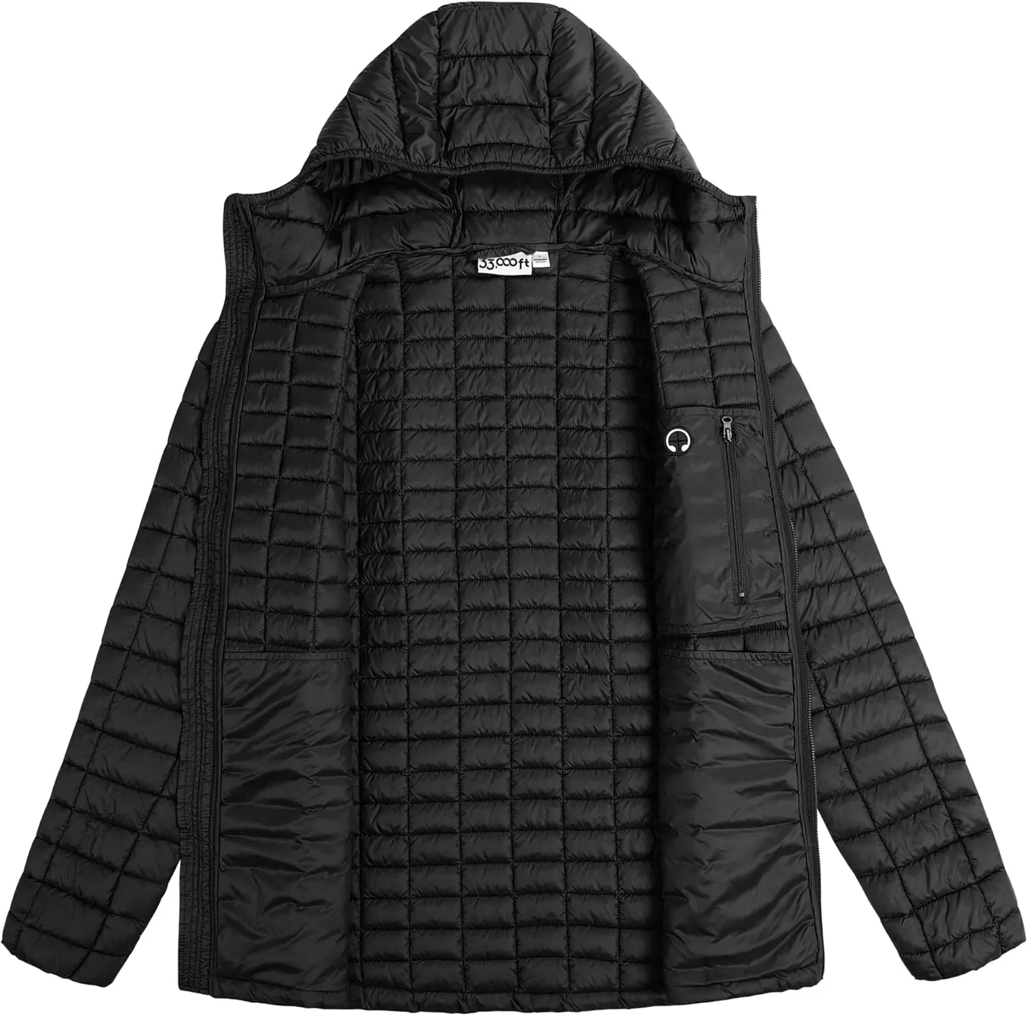 33,000ft Men's Thermolite Packable Hooded Quilted Puffer Jacket, Lightweight Warm Puffy Insulated Winter Coat