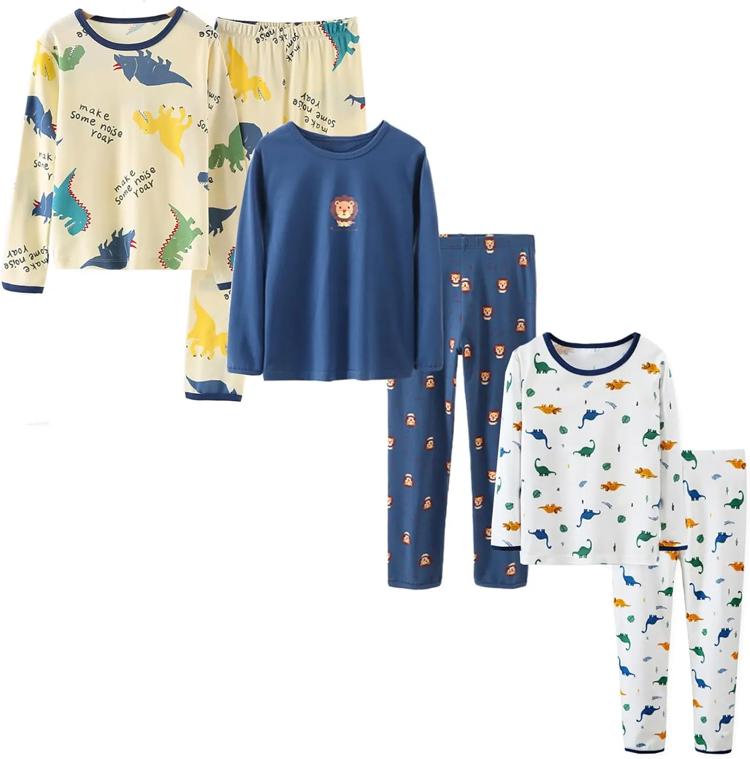 ABALACOCO Big Girls Boys 3 Sets (6pcs) Cotton Longs Sleeve Undershirts Autumn Winter Thermal Underwear Pants Suit 4-10T