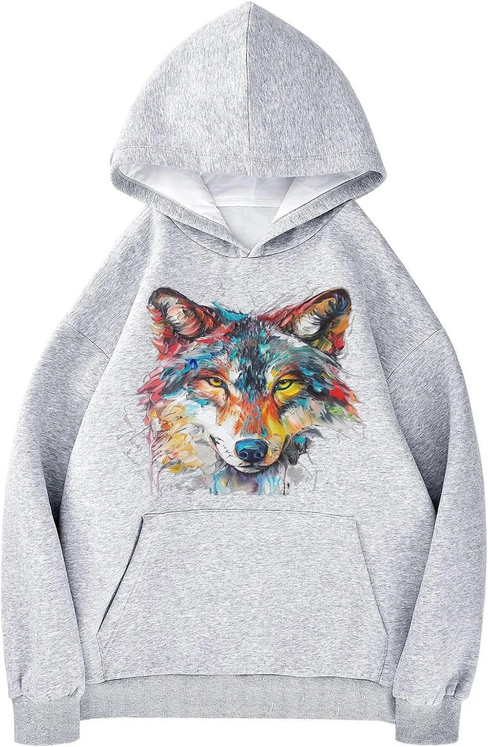 ALAZA Colorful Wolf Portrait Womens Hoodie Women's Sweatshirts Oversized Pullover Fall Spring Outfits