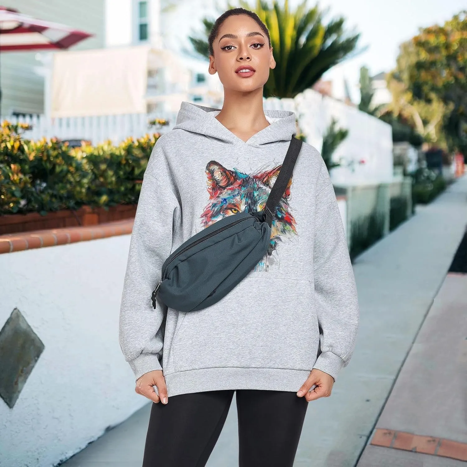 ALAZA Colorful Wolf Portrait Womens Hoodie Women's Sweatshirts Oversized Pullover Fall Spring Outfits