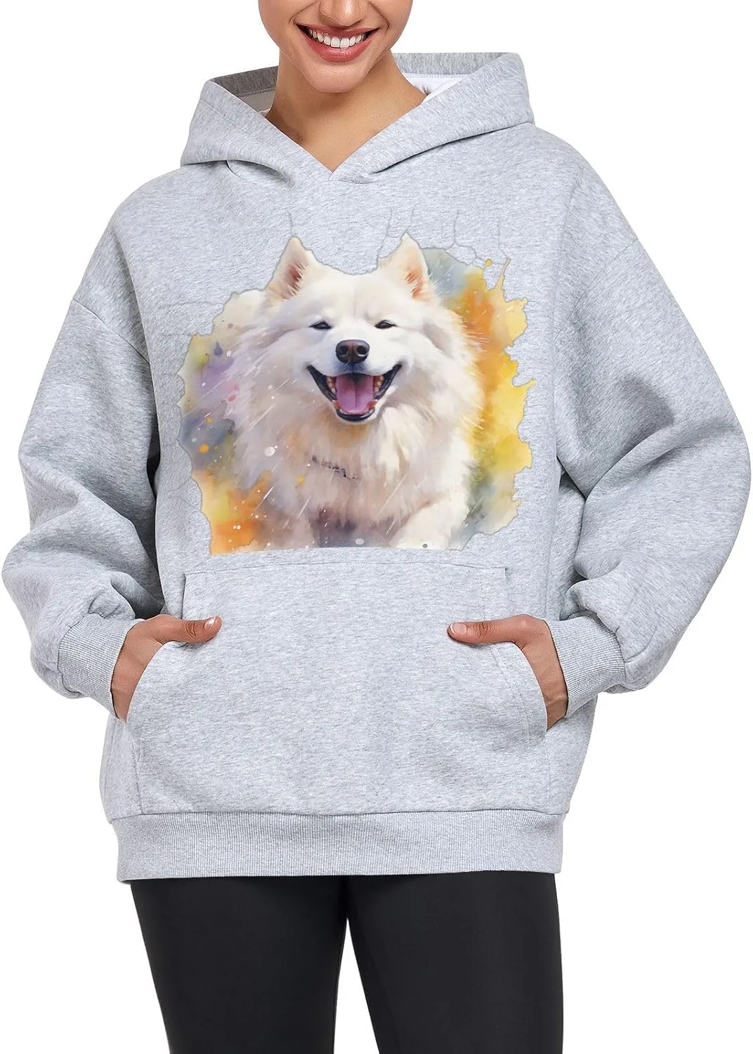 ALAZA Samoyed Dog Cute Womens Hoodie Women's Sweatshirts Oversized Pullover Fall Spring Outfits