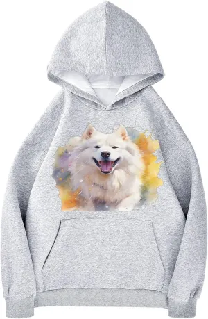 ALAZA Samoyed Dog Cute Womens Hoodie Women's Sweatshirts Oversized Pullover Fall Spring Outfits