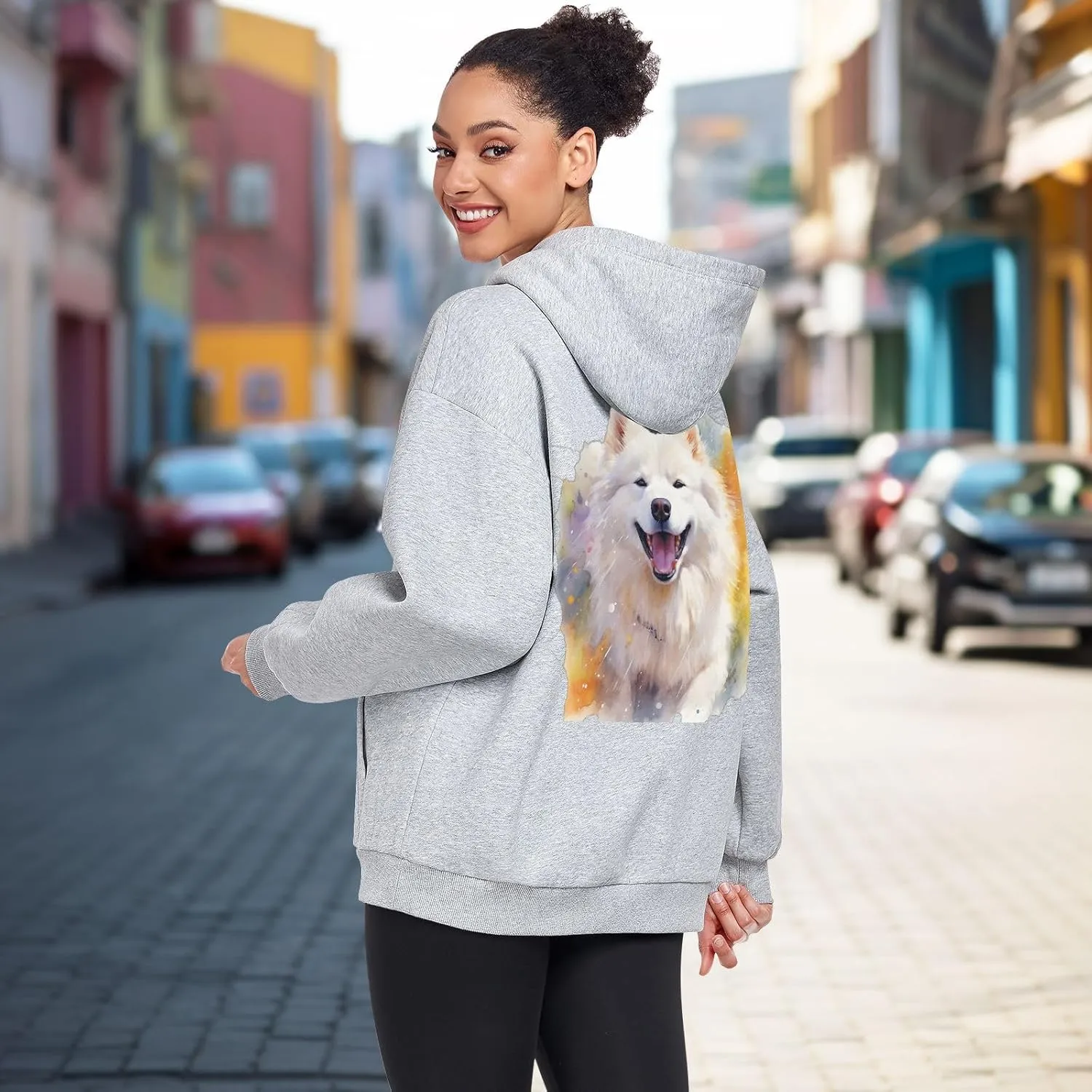 ALAZA Samoyed Dog Cute Womens Hoodie Women's Sweatshirts Oversized Pullover Fall Spring Outfits