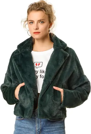 Allegra K Women's Winter Wedding Faux Fur Bolero Jacket Loose Formal Faux Fur Coat