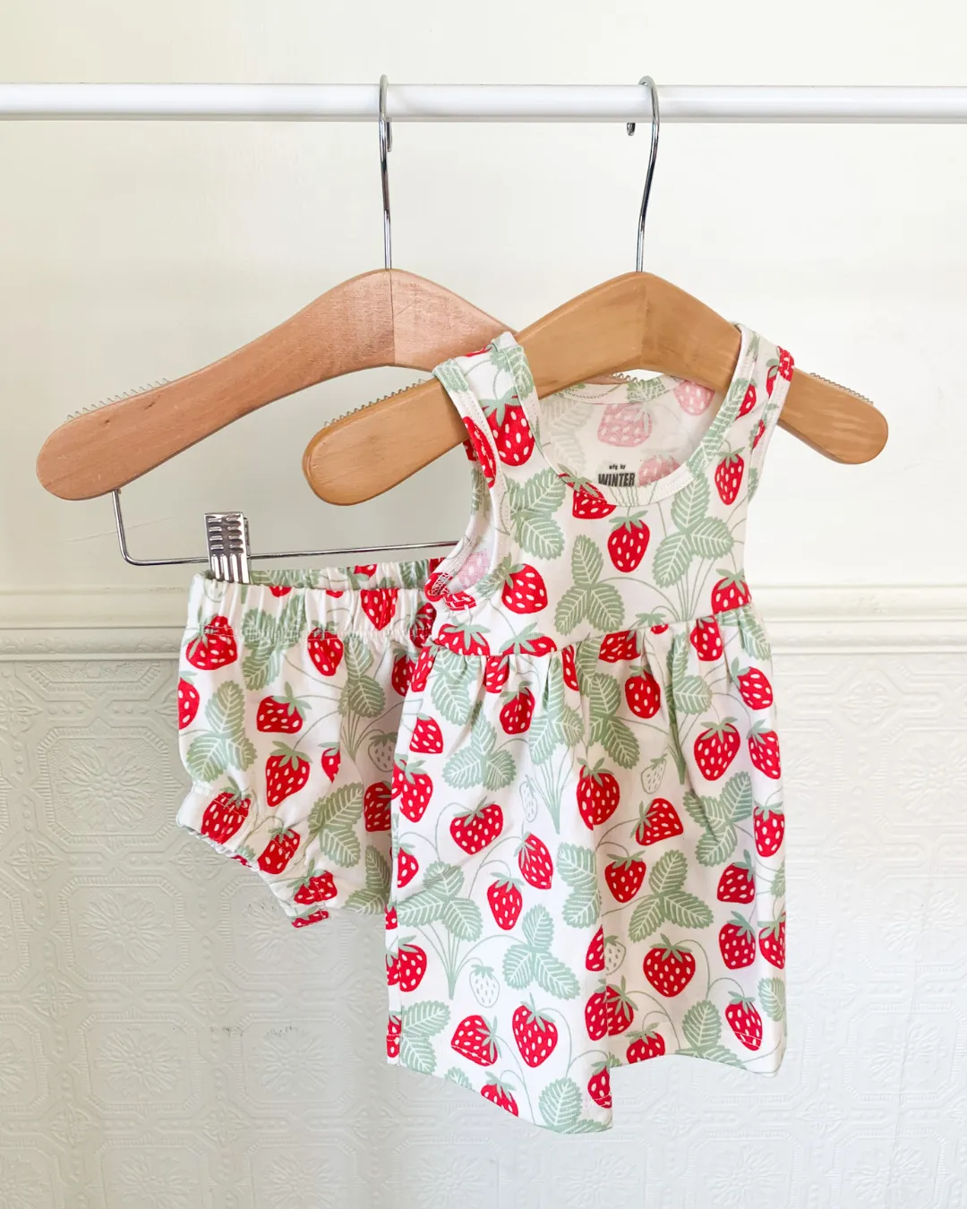 Alna Baby Dress, Strawberries Red & Green