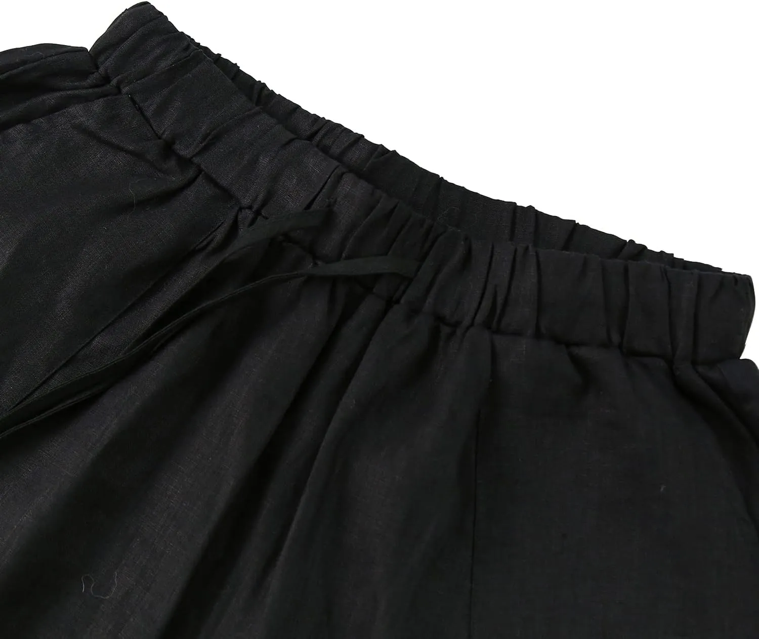Amazhiyu Womens Linen Pencil Pants with Pockets High Waist Drawstring Trousers