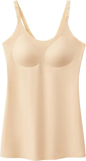 Angelhood Maternity Nursing Tank Tops for Breastfeeding, Women's Seamless Nursing Maternity Cami Built in Bra