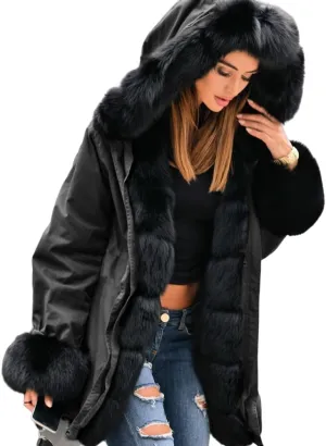 Aoxwomens Womens Winter Down Coat Light Puffer Jacket Warm Thicken Fleece Lined Long Parka Fuzzy Wrap Overcoat