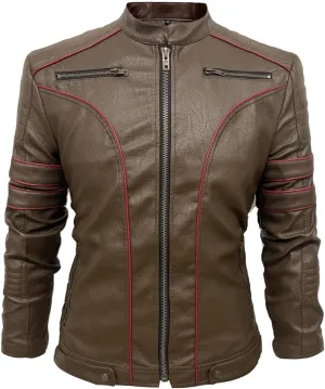 Apocrypha Mens Faux Leather Biker Coat Leather Motorcycle Jacke Bomber Jacket