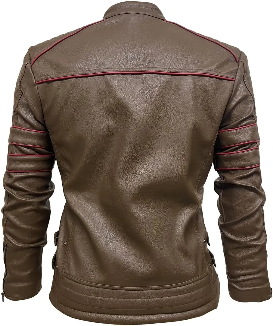 Apocrypha Mens Faux Leather Biker Coat Leather Motorcycle Jacke Bomber Jacket