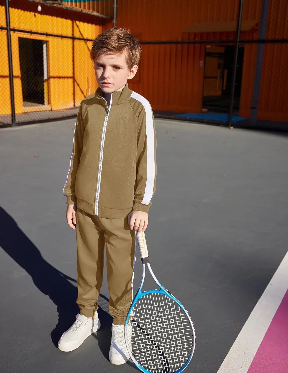 Arshiner Boy's 2 Pieces Full Zip Tracksuits Stylish Sport Jogging Suits Jacket & Pants Sweatsuit Set for 5-13 Years