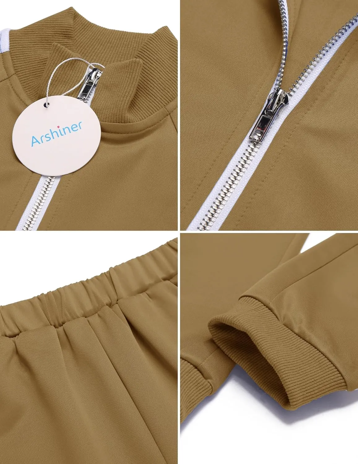 Arshiner Boy's 2 Pieces Full Zip Tracksuits Stylish Sport Jogging Suits Jacket & Pants Sweatsuit Set for 5-13 Years