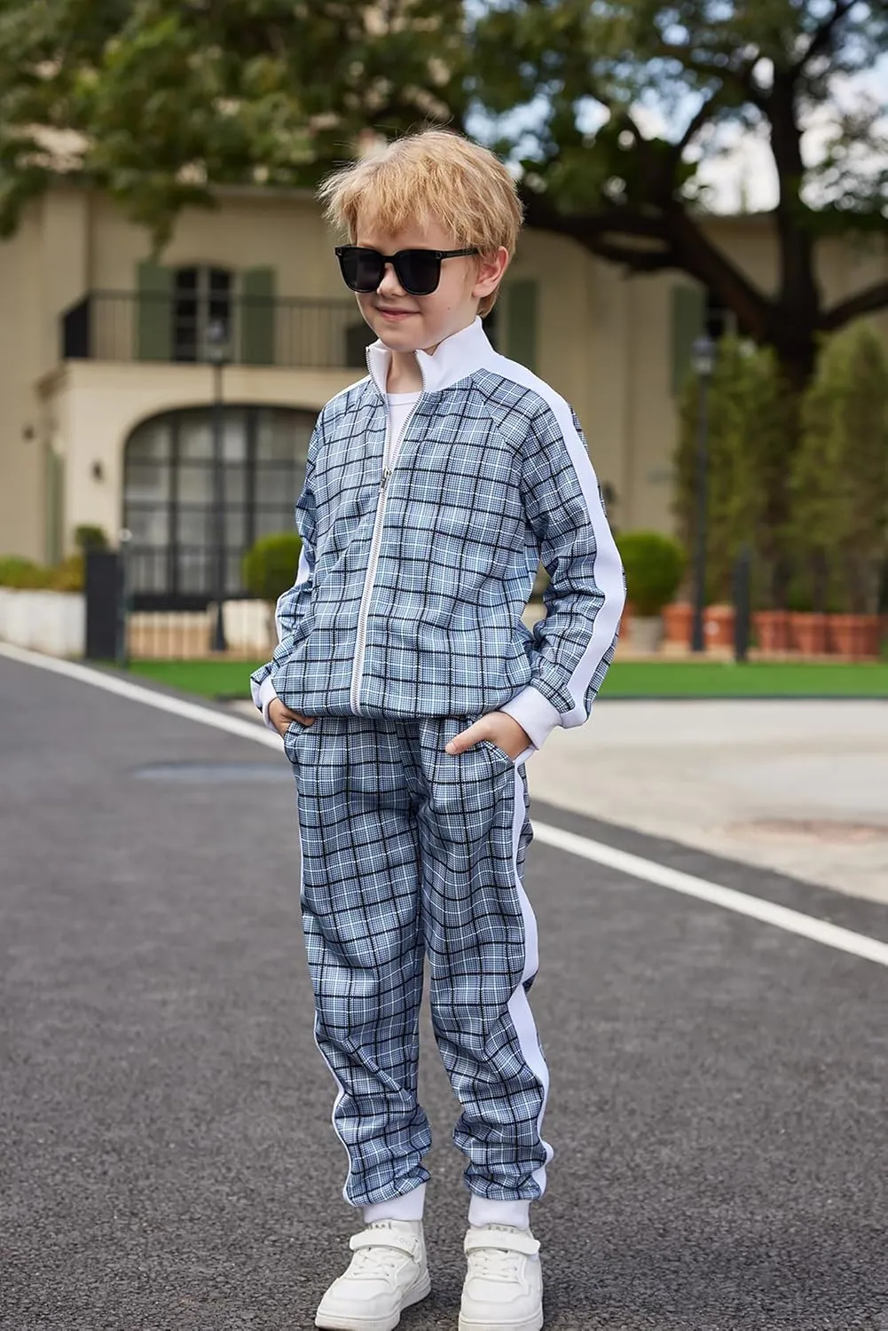 Arshiner Boy's 2 Pieces Full Zip Tracksuits Stylish Sport Jogging Suits Jacket & Pants Sweatsuit Set for 5-13 Years