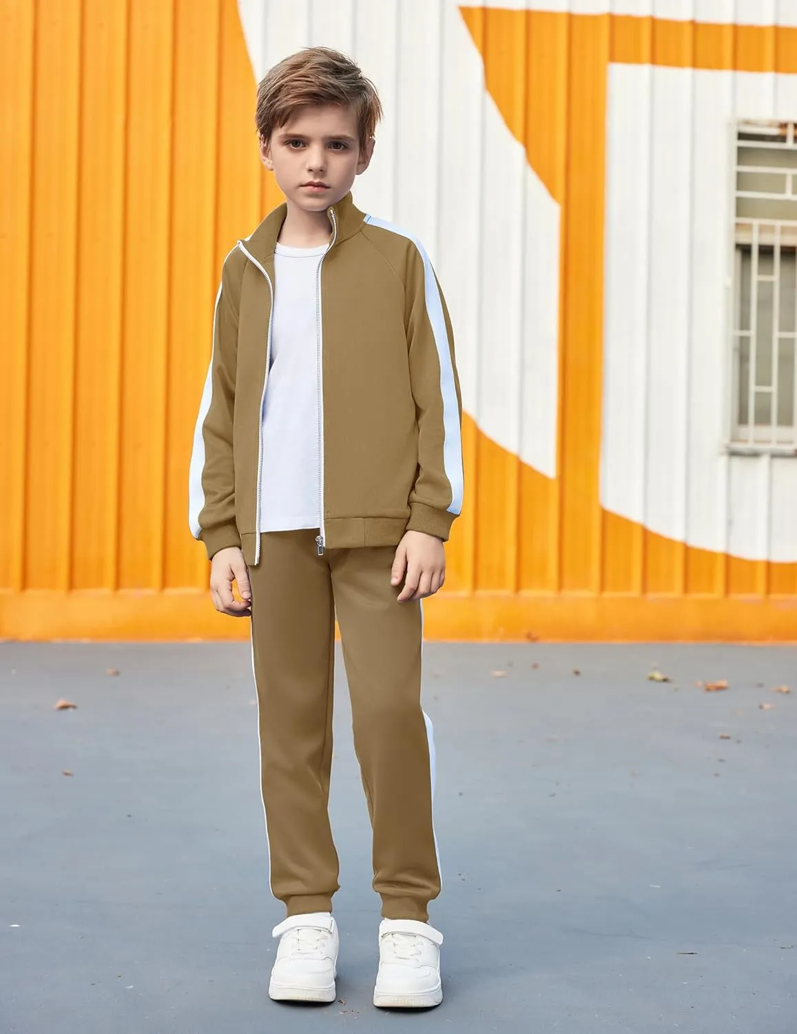 Arshiner Boy's 2 Pieces Full Zip Tracksuits Stylish Sport Jogging Suits Jacket & Pants Sweatsuit Set for 5-13 Years