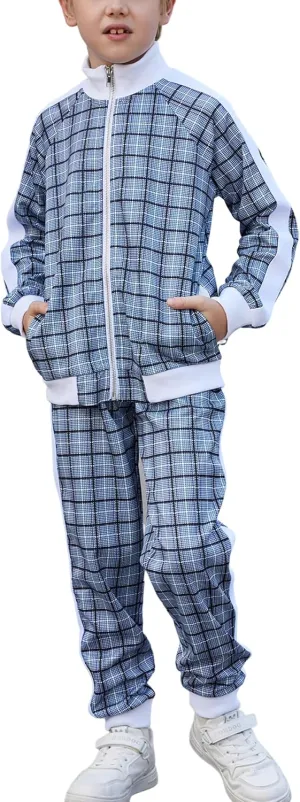 Arshiner Boy's 2 Pieces Full Zip Tracksuits Stylish Sport Jogging Suits Jacket & Pants Sweatsuit Set for 5-13 Years