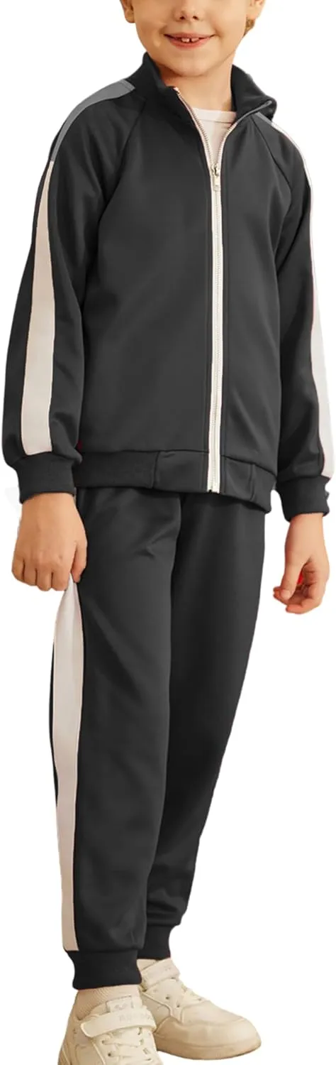 Arshiner Boy's 2 Pieces Full Zip Tracksuits Stylish Sport Jogging Suits Jacket & Pants Sweatsuit Set for 5-13 Years