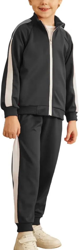 Arshiner Boy's 2 Pieces Full Zip Tracksuits Stylish Sport Jogging Suits Jacket & Pants Sweatsuit Set for 5-13 Years