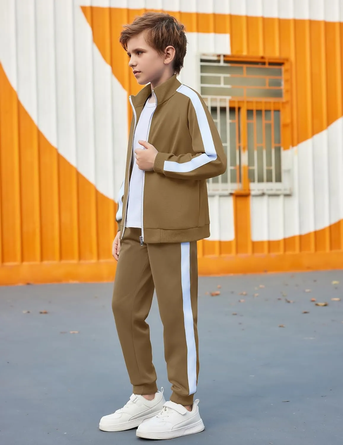 Arshiner Boy's 2 Pieces Full Zip Tracksuits Stylish Sport Jogging Suits Jacket & Pants Sweatsuit Set for 5-13 Years