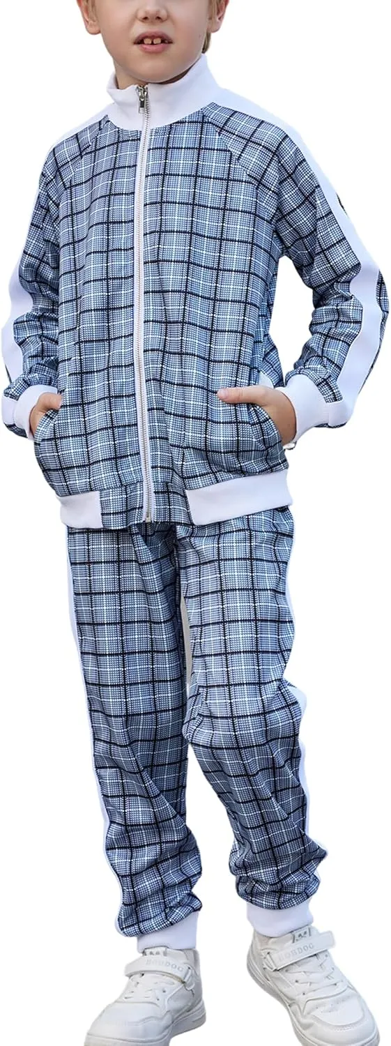 Arshiner Boy's 2 Pieces Full Zip Tracksuits Stylish Sport Jogging Suits Jacket & Pants Sweatsuit Set for 5-13 Years