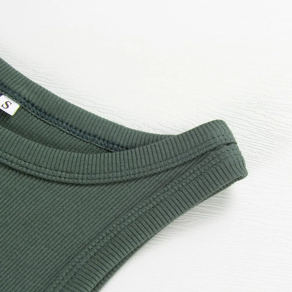 Artfish Women Casual Basic Sleeveless High Neck Rib-Knit Y2k Crop Tank Top