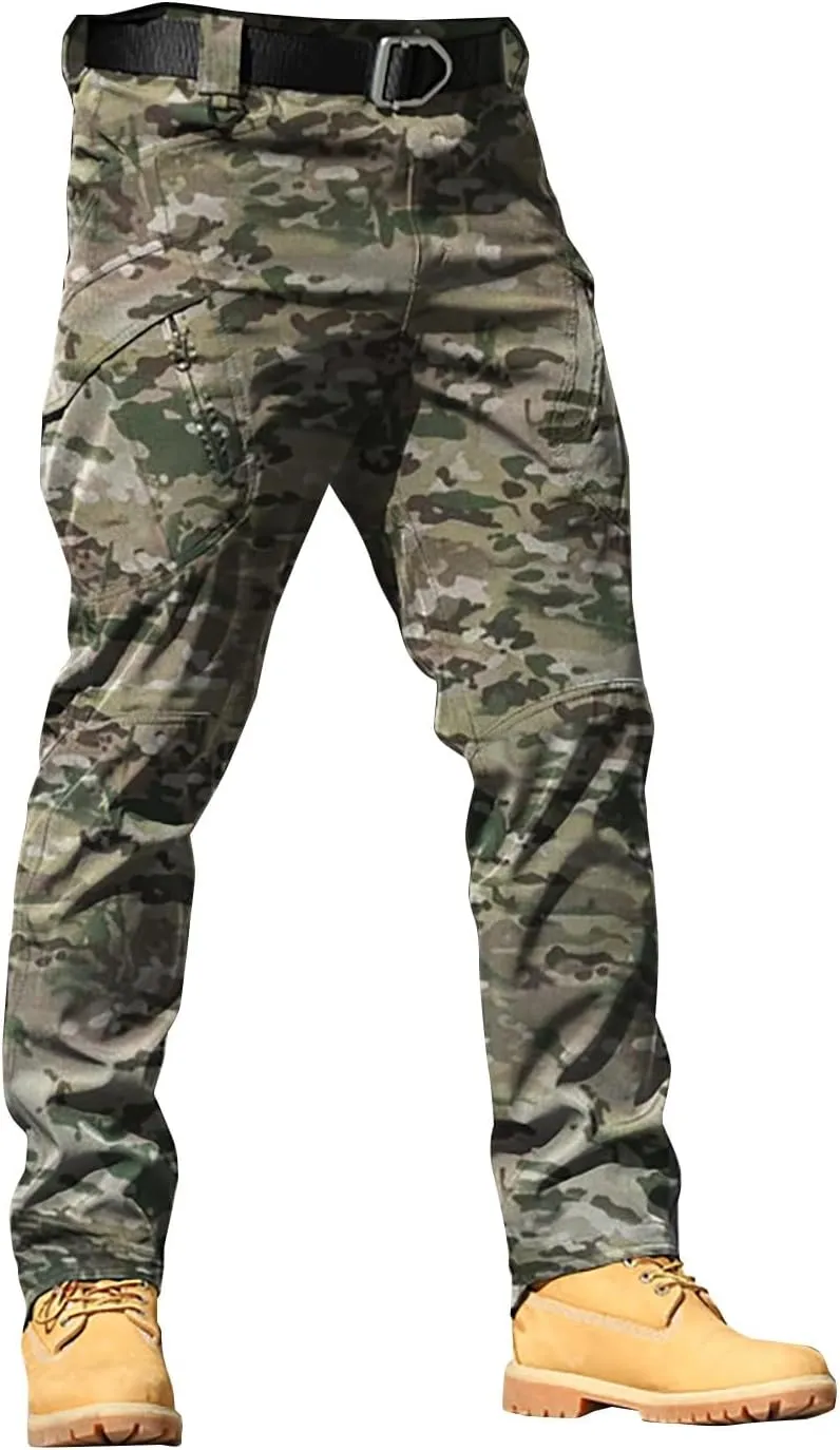 Athletic Pants for Men Men's Solid Color and Windproof and Rainproof Pants Winter Warm Straight Leg Gym Sweatpants