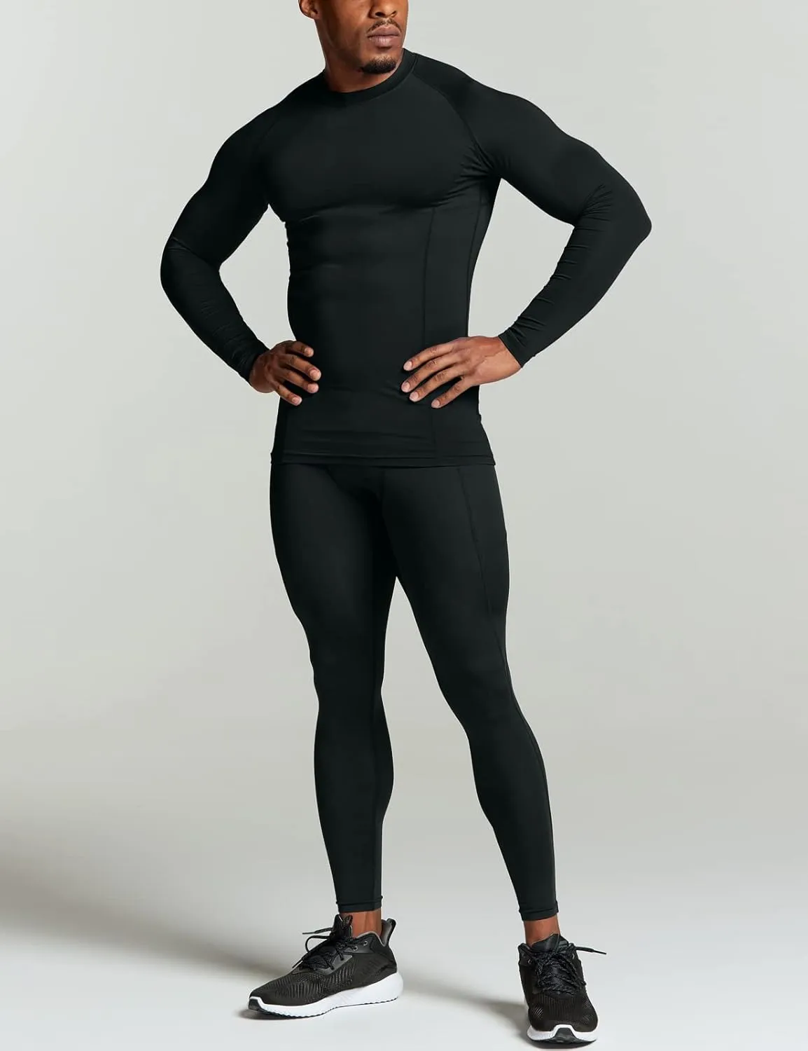 ATHLIO Men's UPF 50  Long Sleeve Compression Shirts, Water Sports Rash Guard Base Layer, Athletic Workout Shirt