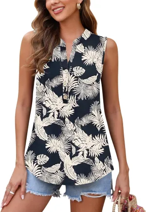 AUSELILY Women's 2025 Summer Slim Tank Tops Ladies V Neck Sleeveless Button Decoration Shirts