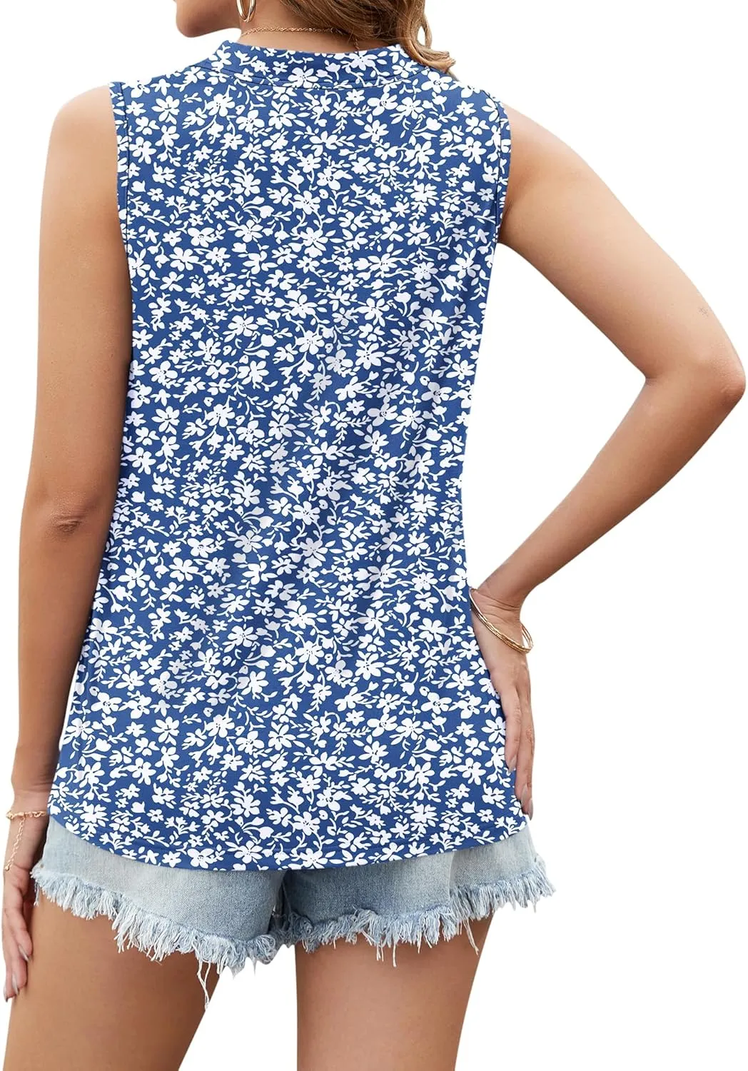 AUSELILY Women's 2025 Summer Slim Tank Tops Ladies V Neck Sleeveless Button Decoration Shirts