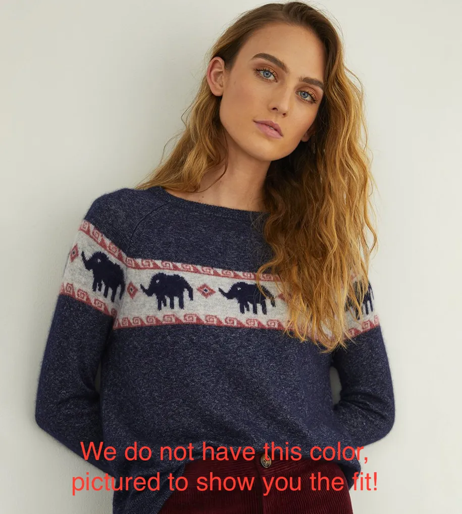 Autumn Cashmere Jacquard Elephant Crew