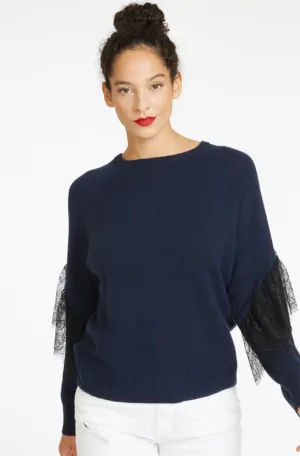 Autumn Cashmere Lace Trimmed Raglan Crew