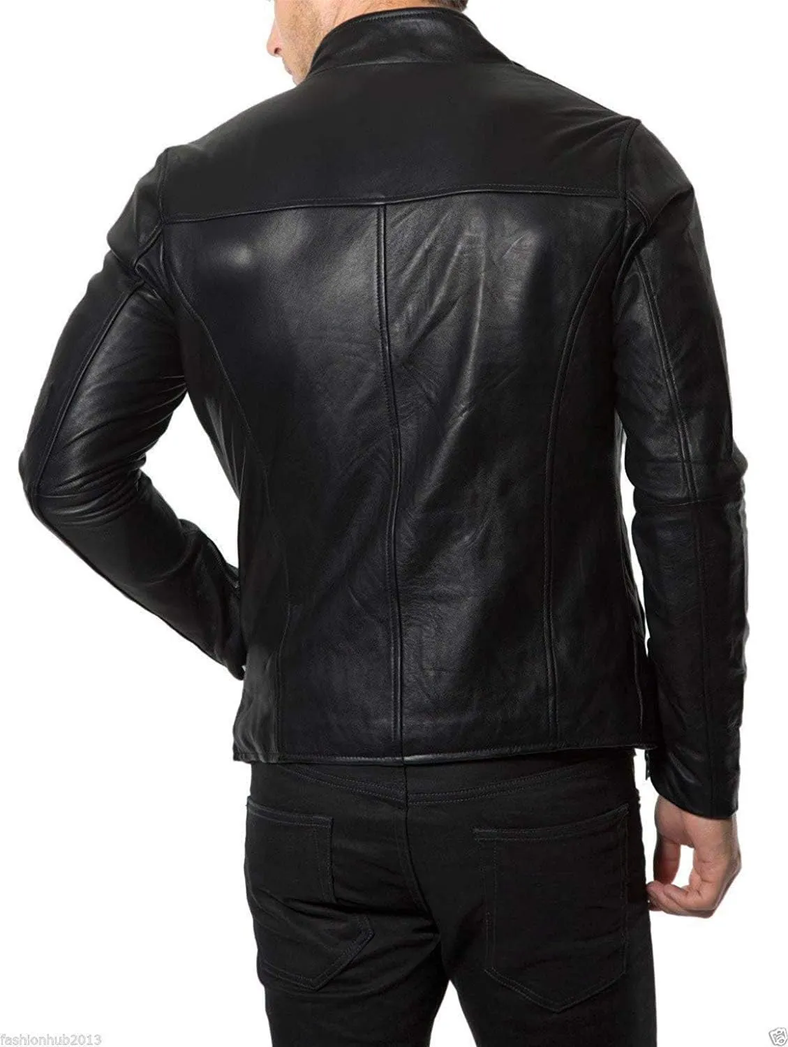 Azrah 100% Leather Jacket for Men - Round Collar Slim Fit - Moto, Bomber, Biker Winter Wear