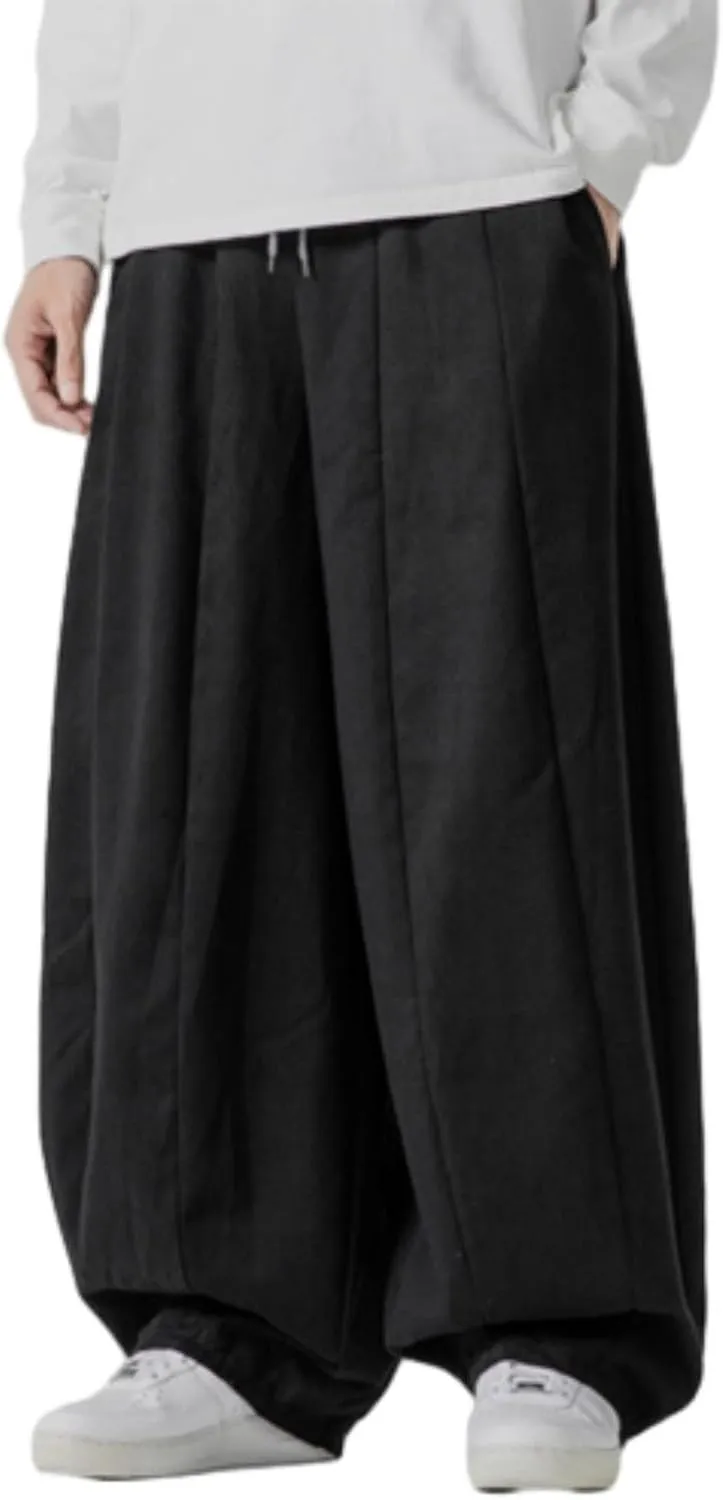 Baggy Pants Men Drawstring Elastic Waist Hip Hop Harem Pants Streetwear Casual Wide Leg Lantern Jogging Sweatpants