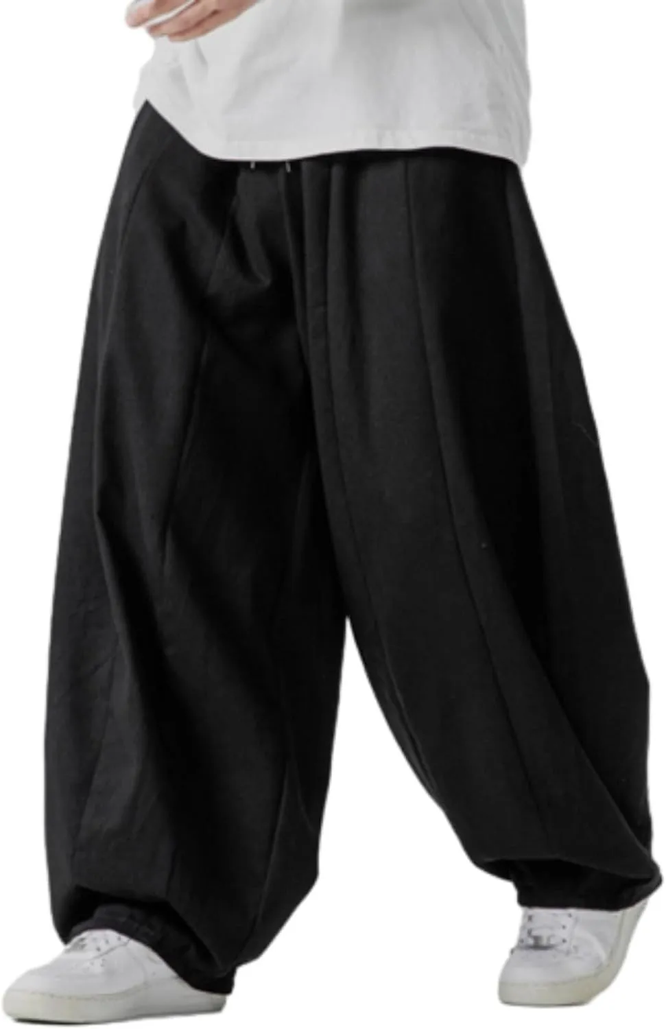 Baggy Pants Men Drawstring Elastic Waist Hip Hop Harem Pants Streetwear Casual Wide Leg Lantern Jogging Sweatpants