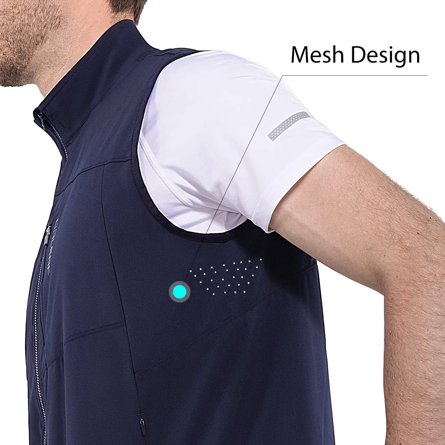 baleaf Men's Golf Vest Lightweight Sleeveless Running Stretch Breathable Running 5 Zip Pockets Windproof Hiking Outwear