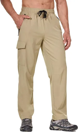 baleaf Men's Hiking Pants Water Resistant Cargo Quick Dry Travel Elastic Waist with Zip Pockets UPF 50  for Work Running