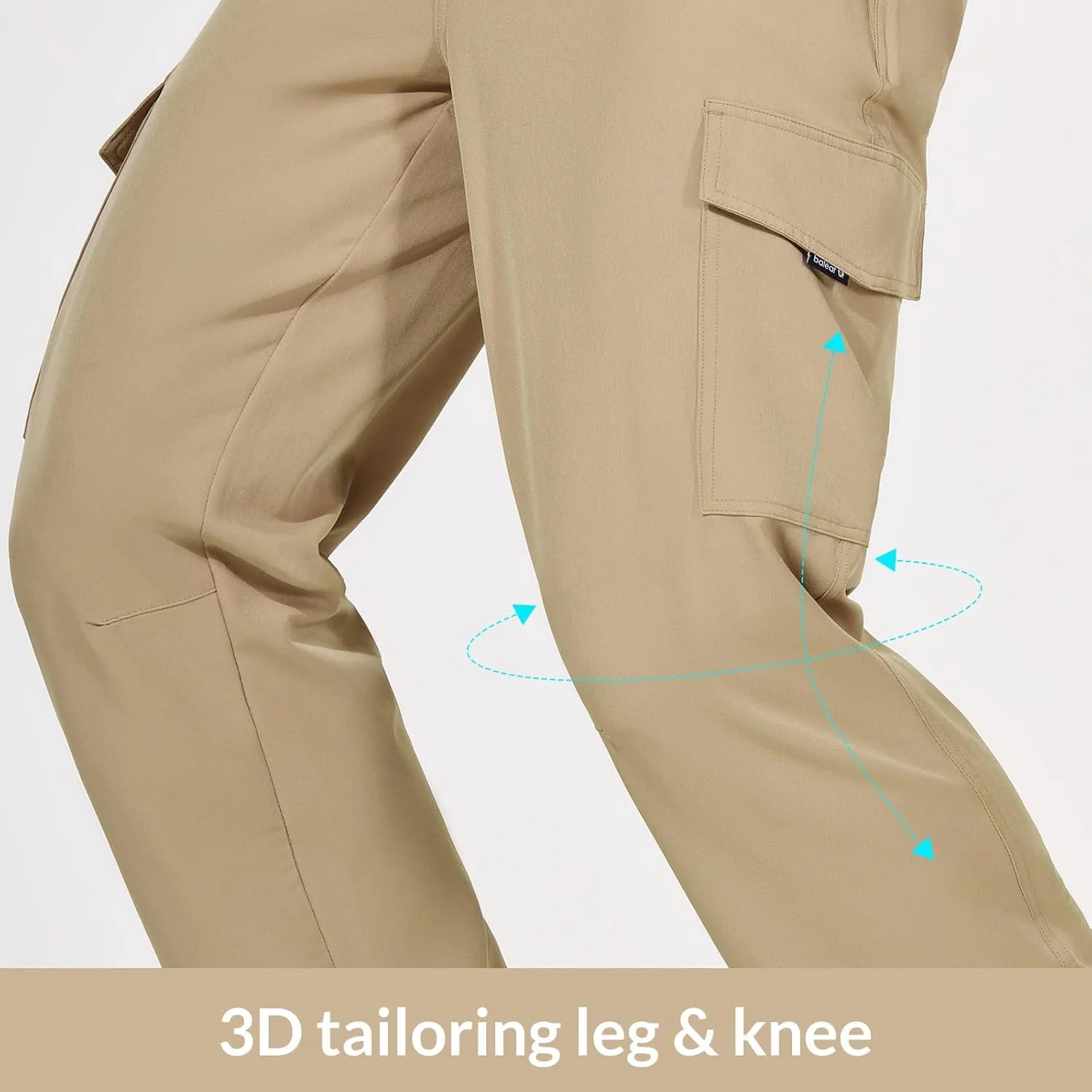baleaf Men's Hiking Pants Water Resistant Cargo Quick Dry Travel Elastic Waist with Zip Pockets UPF 50  for Work Running