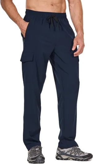 baleaf Men's Hiking Pants Water Resistant Cargo Quick Dry Travel Elastic Waist with Zip Pockets UPF 50  for Work Running