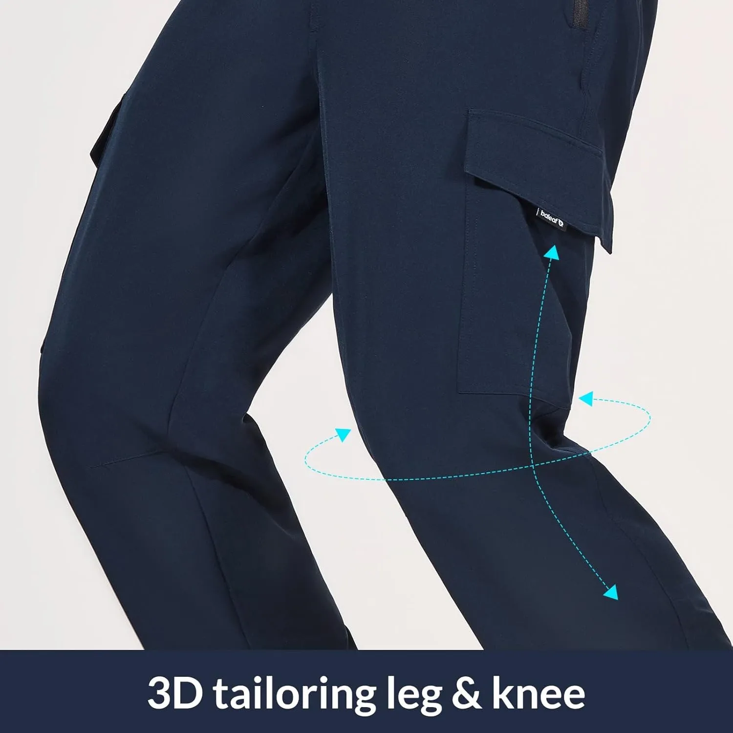 baleaf Men's Hiking Pants Water Resistant Cargo Quick Dry Travel Elastic Waist with Zip Pockets UPF 50  for Work Running