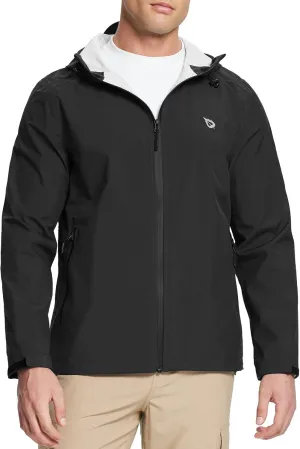 baleaf Men's Rain Jacket Lightweight Packable Waterproof Rain Coat Breathable Windbreaker Hood Hiking Golf Travel Outdoor