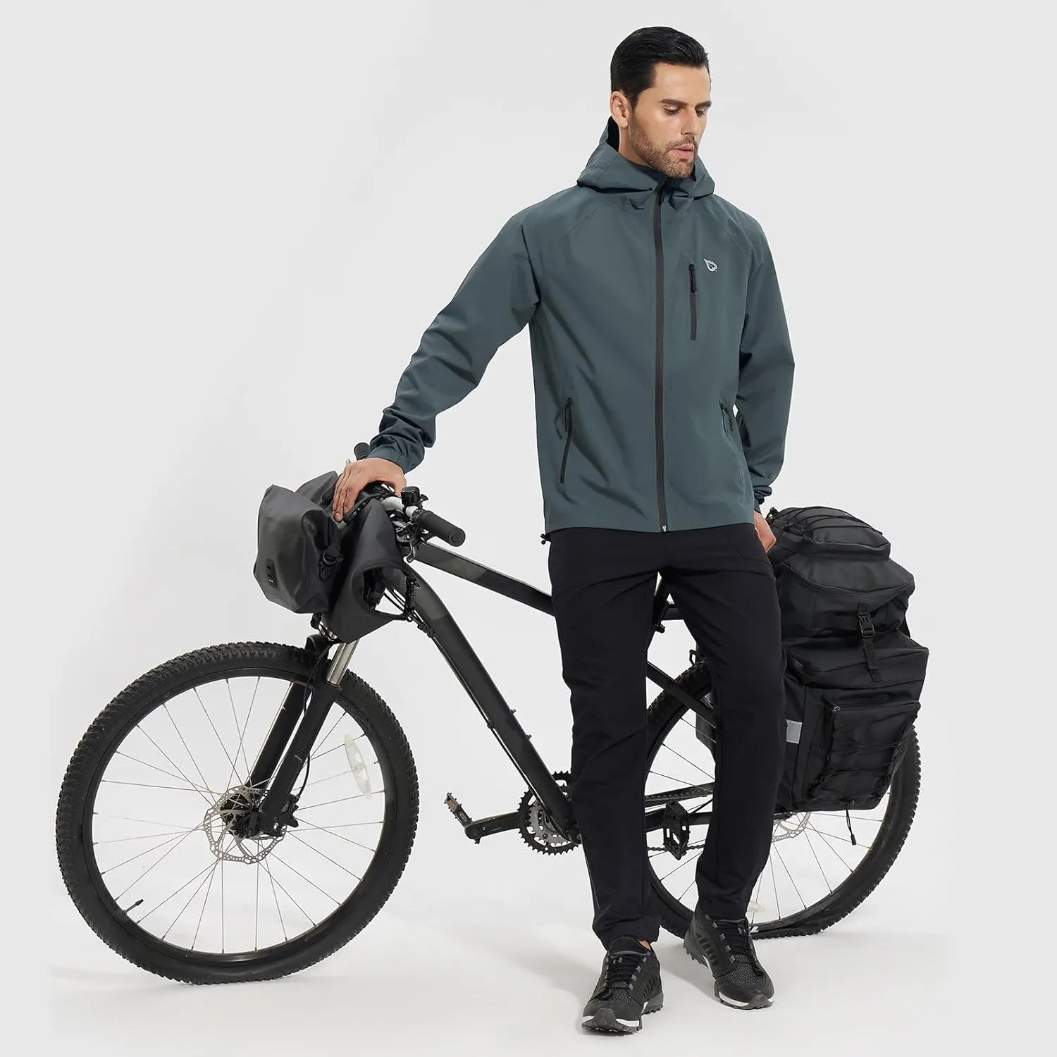 baleaf Men's Rain Jacket Waterproof Running Cycling Windbreaker Golf Hiking Gear Hood Raincoat Packable Reflective