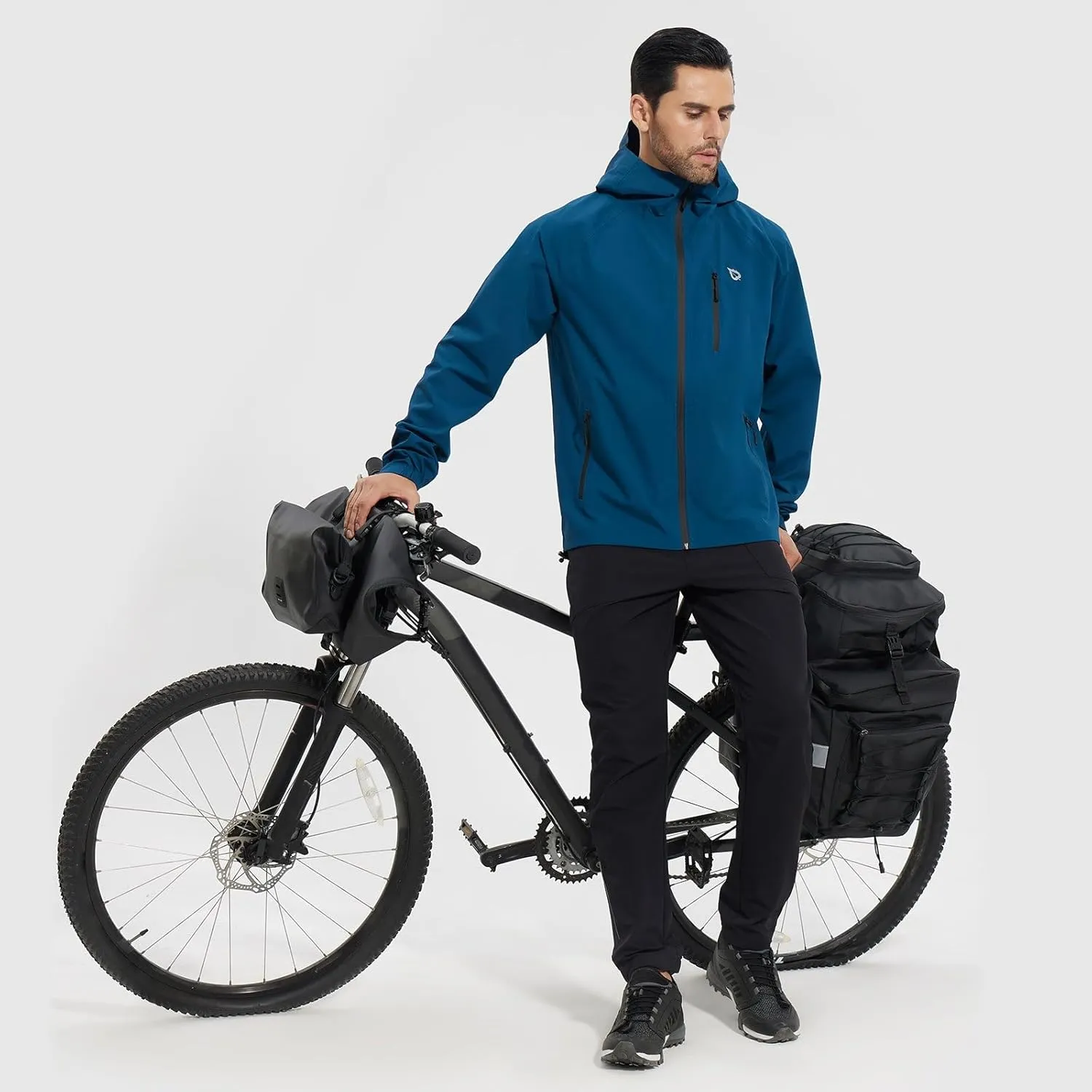 baleaf Men's Rain Jacket Waterproof Running Cycling Windbreaker Golf Hiking Gear Hood Raincoat Packable Reflective