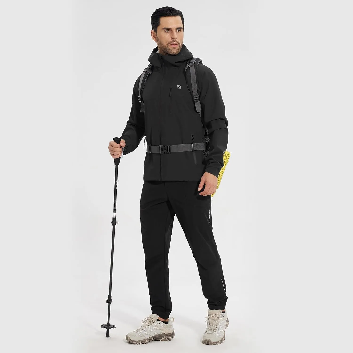 baleaf Men's Rain Jacket Waterproof Running Cycling Windbreaker Golf Hiking Gear Hood Raincoat Packable Reflective
