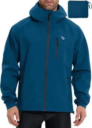 baleaf Men's Rain Jacket Waterproof Running Cycling Windbreaker Golf Hiking Gear Hood Raincoat Packable Reflective